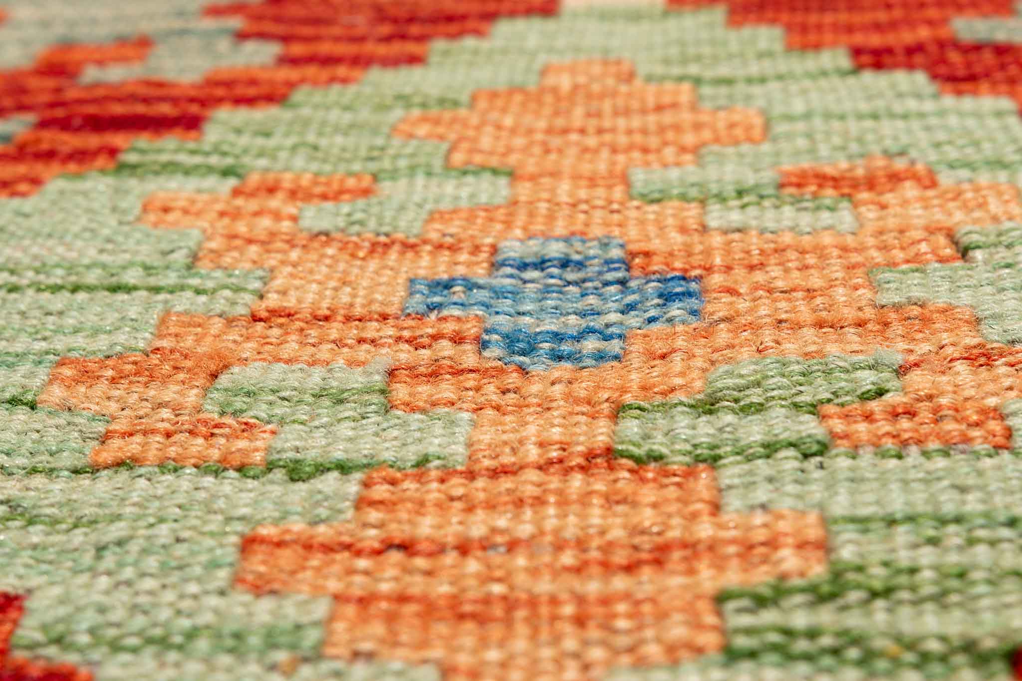 Handgewebter Kelim-Teppich aus Schurwolle, 83 × 292 cm