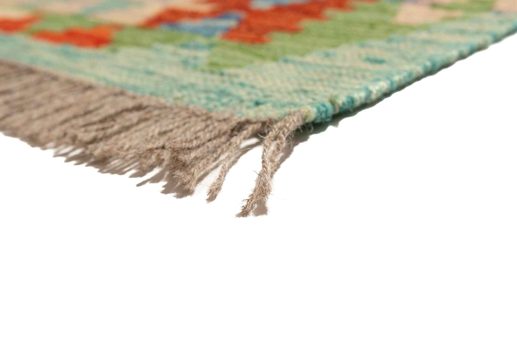 Handgewebter Kelim-Teppich aus Schurwolle, 83 × 292 cm