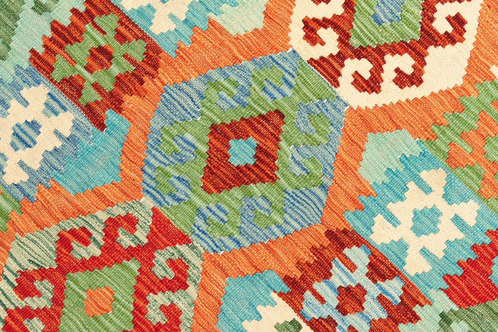 Handgewebter Kelim-Teppich aus Schurwolle, 75 × 295 cm