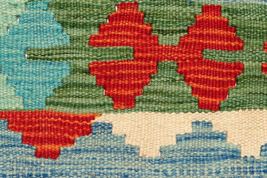 Handgewebter Kelim-Teppich aus Schurwolle, 75 × 295 cm