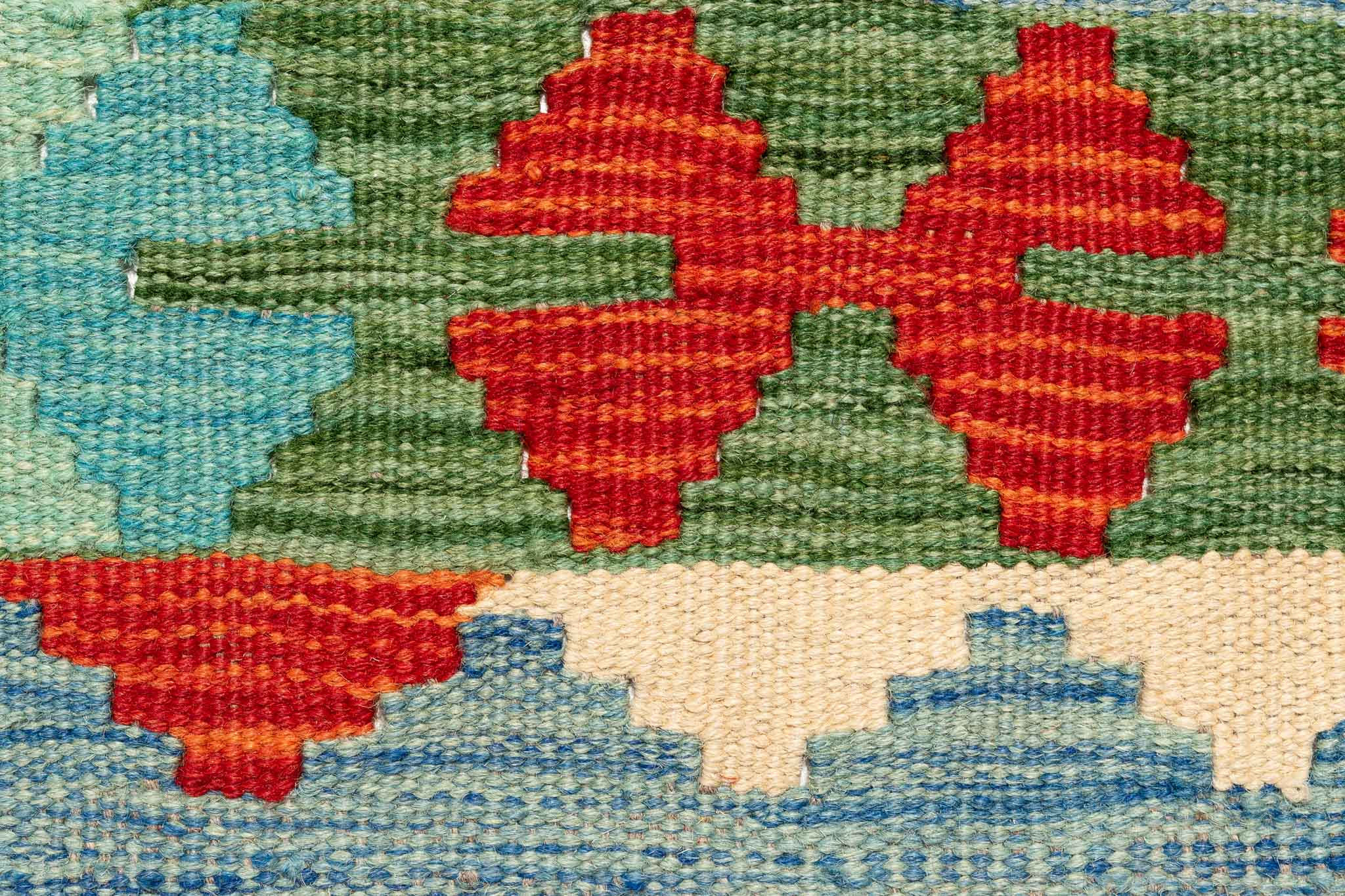 Handgewebter Kelim-Teppich aus Schurwolle, 75 × 295 cm