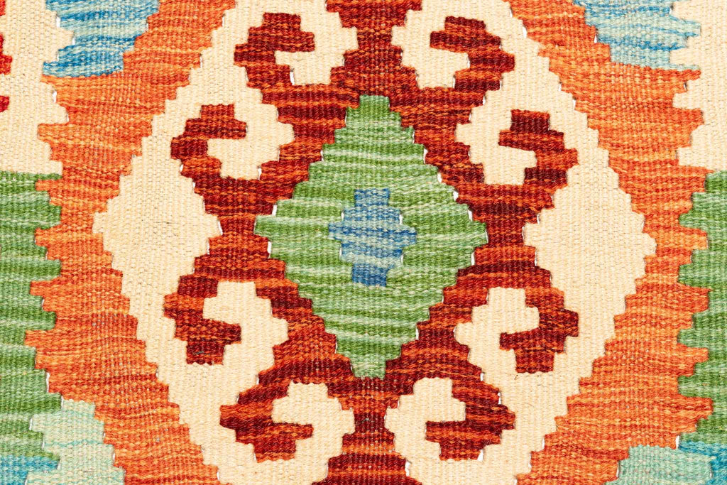 Handgewebter Kelim-Teppich aus Schurwolle, 75 × 295 cm
