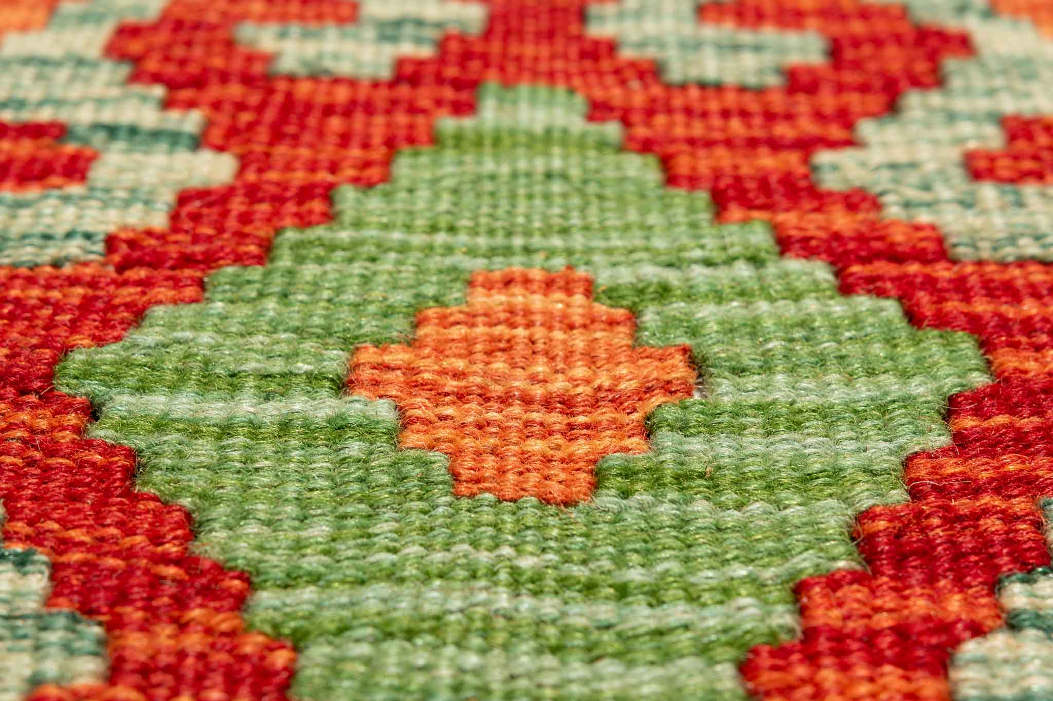 Handgewebter Kelim-Teppich aus Schurwolle, 75 × 295 cm