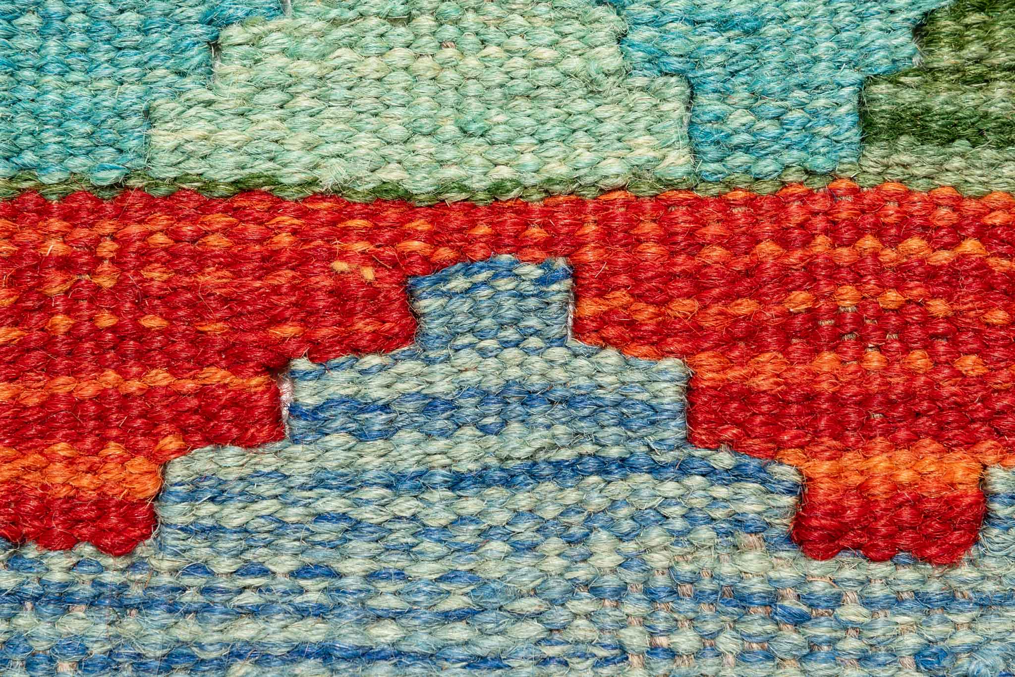 Handgewebter Kelim-Teppich aus Schurwolle, 75 × 295 cm