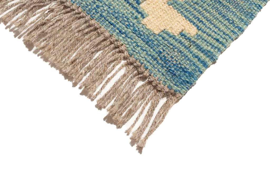 Handgewebter Kelim-Teppich aus Schurwolle, 75 × 295 cm