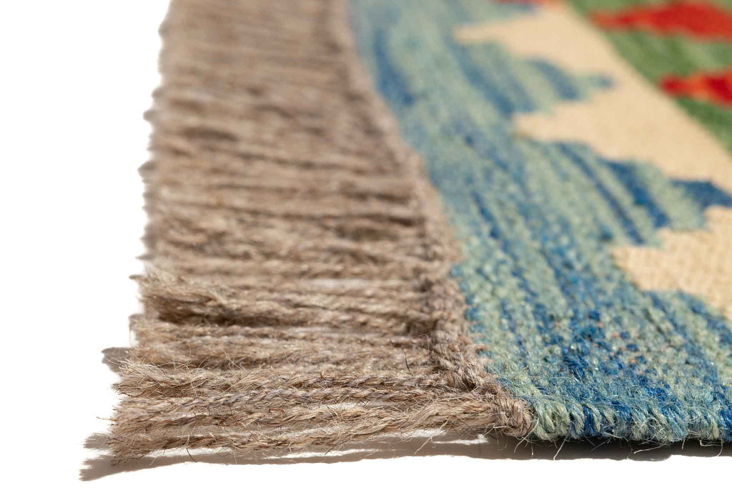 Handgewebter Kelim-Teppich aus Schurwolle, 75 × 295 cm