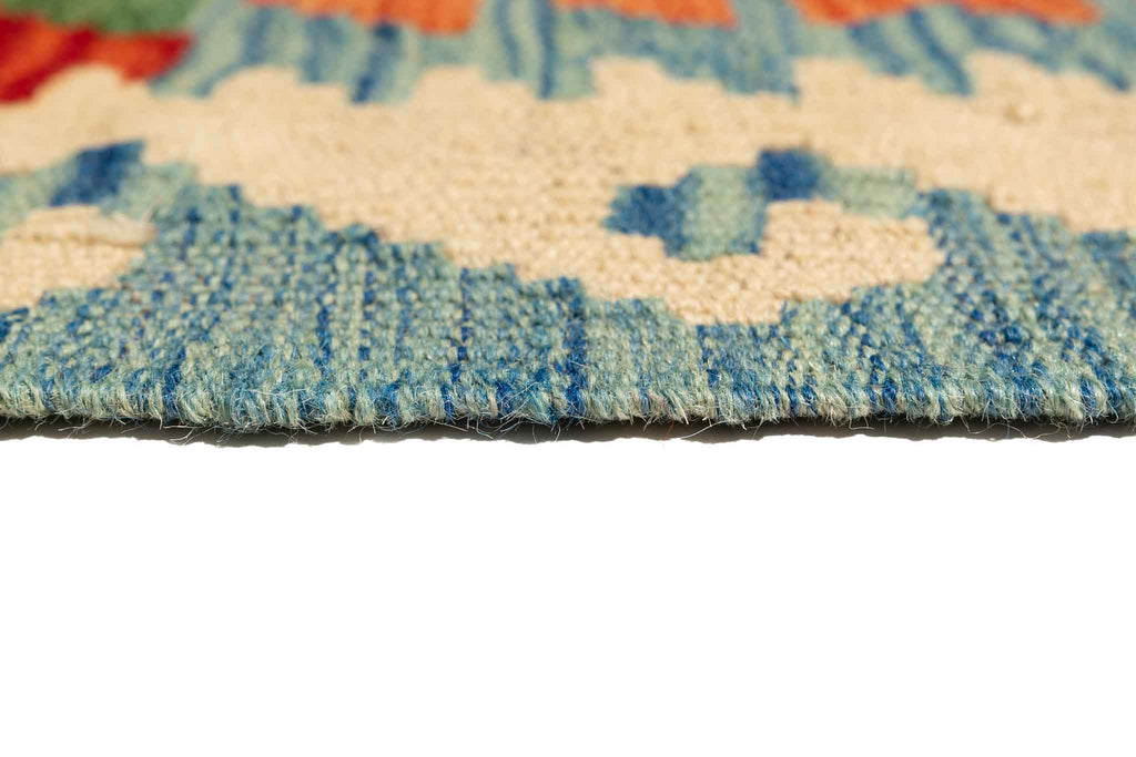 Handgewebter Kelim-Teppich aus Schurwolle, 75 × 295 cm