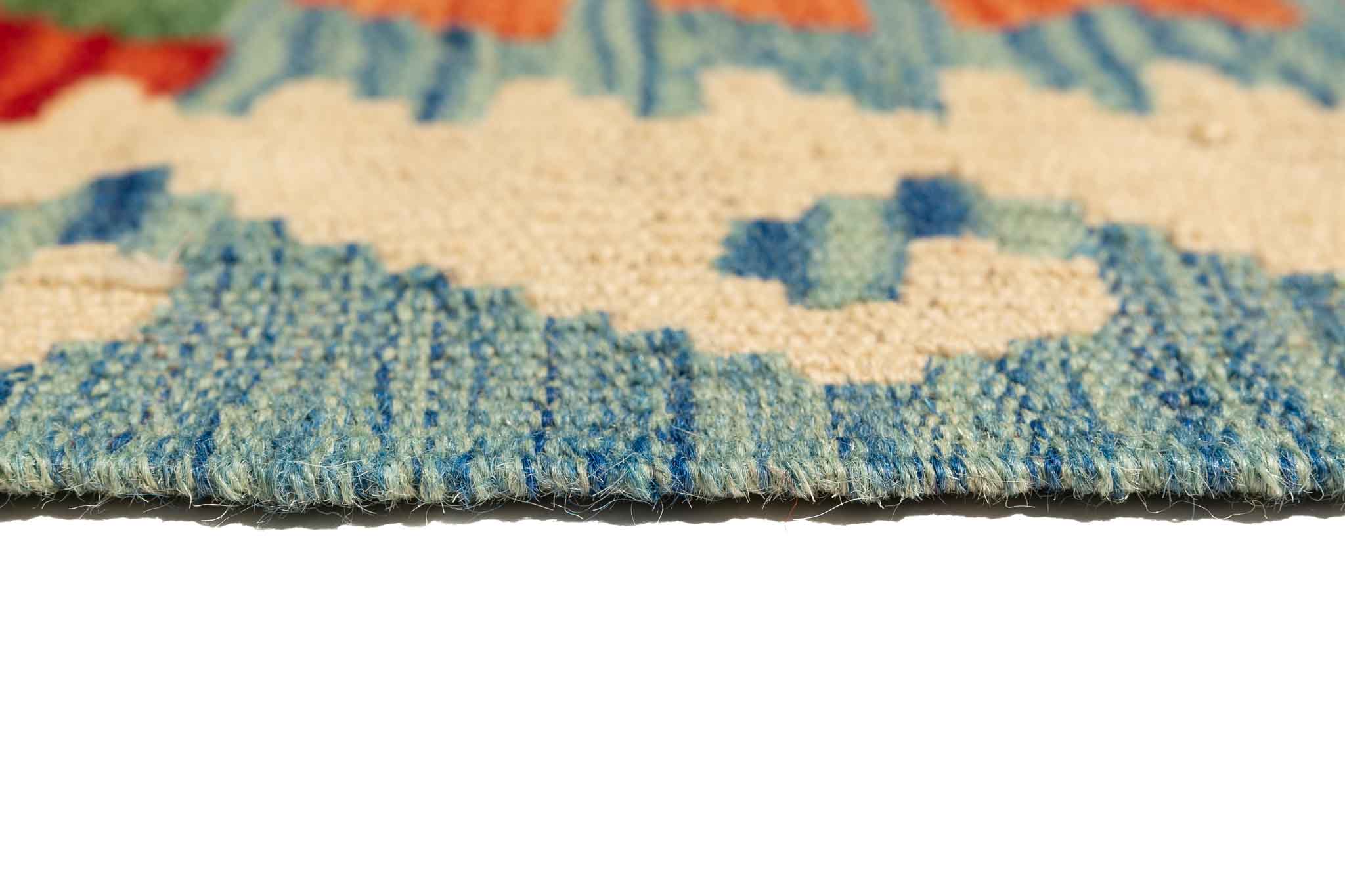 Handgewebter Kelim-Teppich aus Schurwolle, 75 × 295 cm