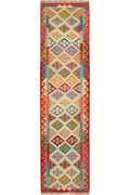 Handgewebter Kelim-Teppich aus Schurwolle, 79 × 305 cm