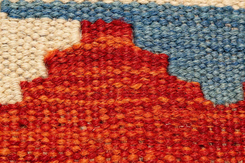 Handgewebter Kelim-Teppich aus Schurwolle, 79 × 305 cm