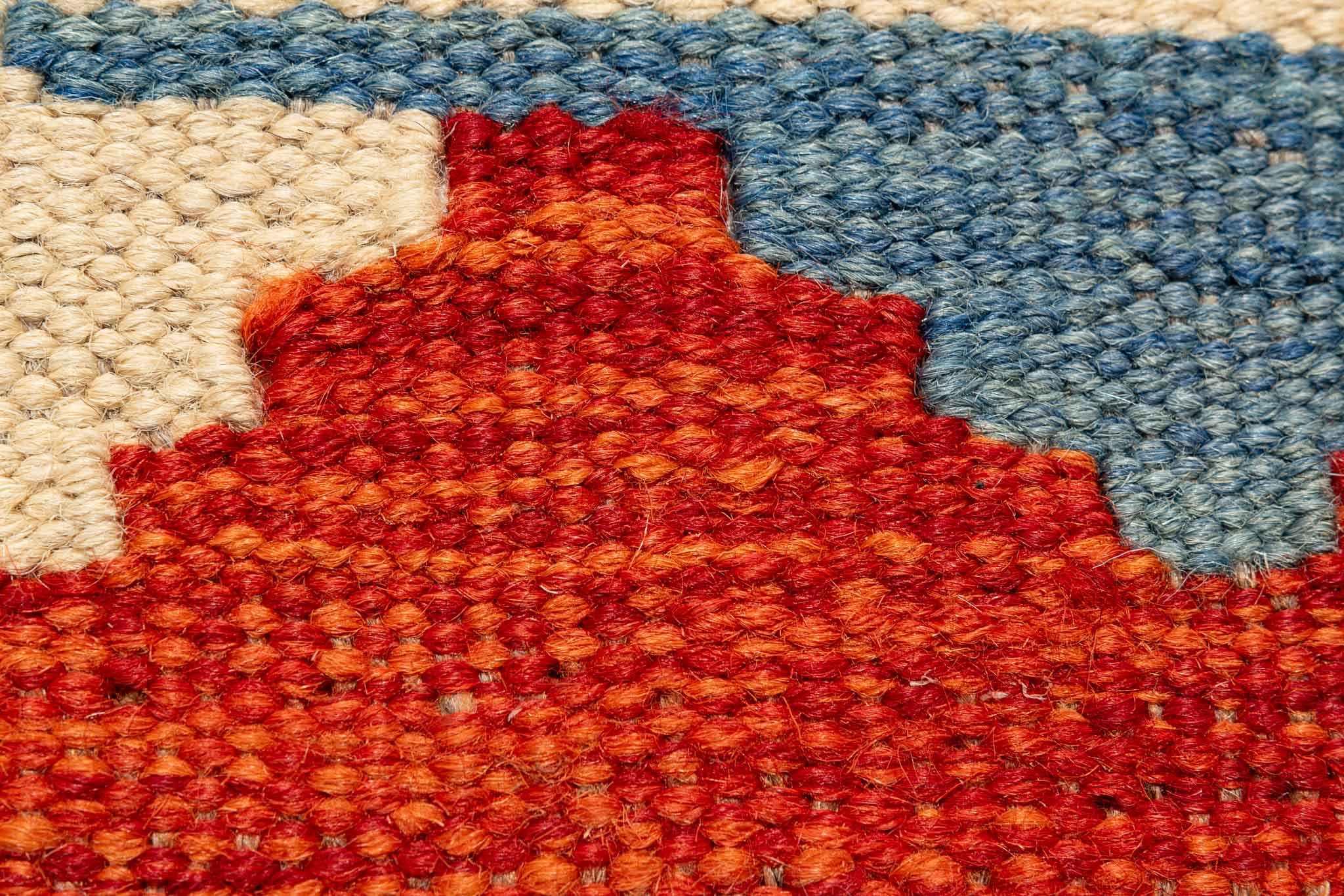 Handgewebter Kelim-Teppich aus Schurwolle, 79 × 305 cm