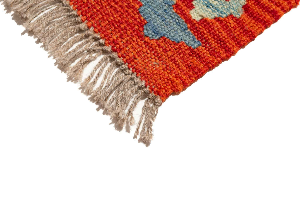 Handgewebter Kelim-Teppich aus Schurwolle, 79 × 305 cm