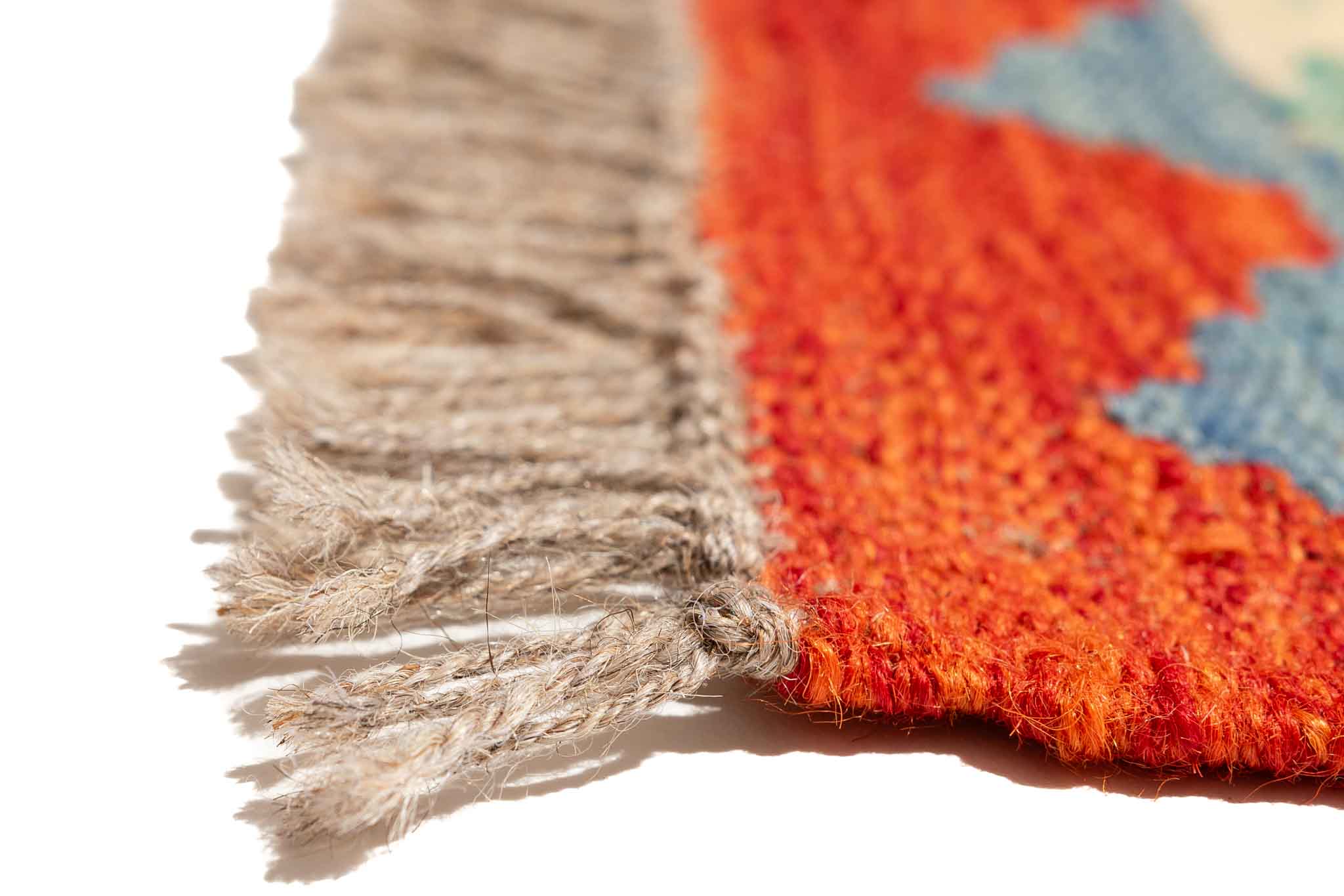 Handgewebter Kelim-Teppich aus Schurwolle, 79 × 305 cm