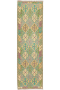 Handgewebter Kelim-Teppich aus Schurwolle, 83 × 288 cm