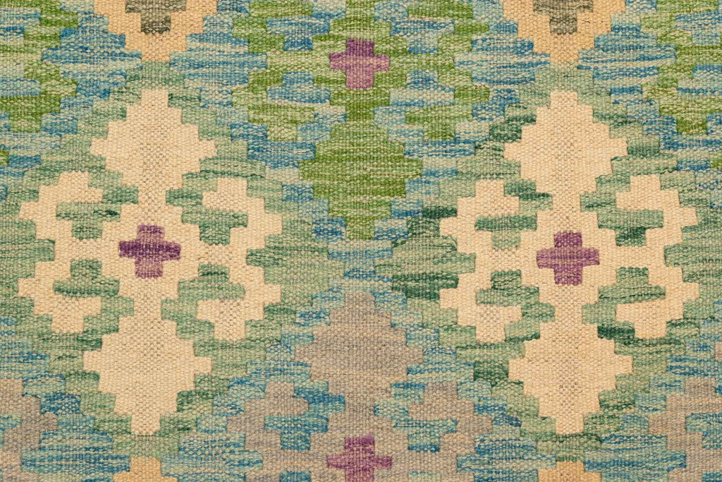 Handgewebter Kelim-Teppich aus Schurwolle, 83 × 288 cm