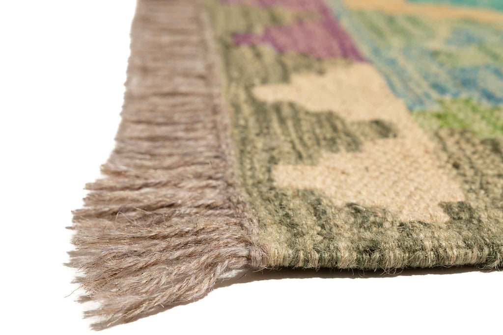 Handgewebter Kelim-Teppich aus Schurwolle, 83 × 288 cm