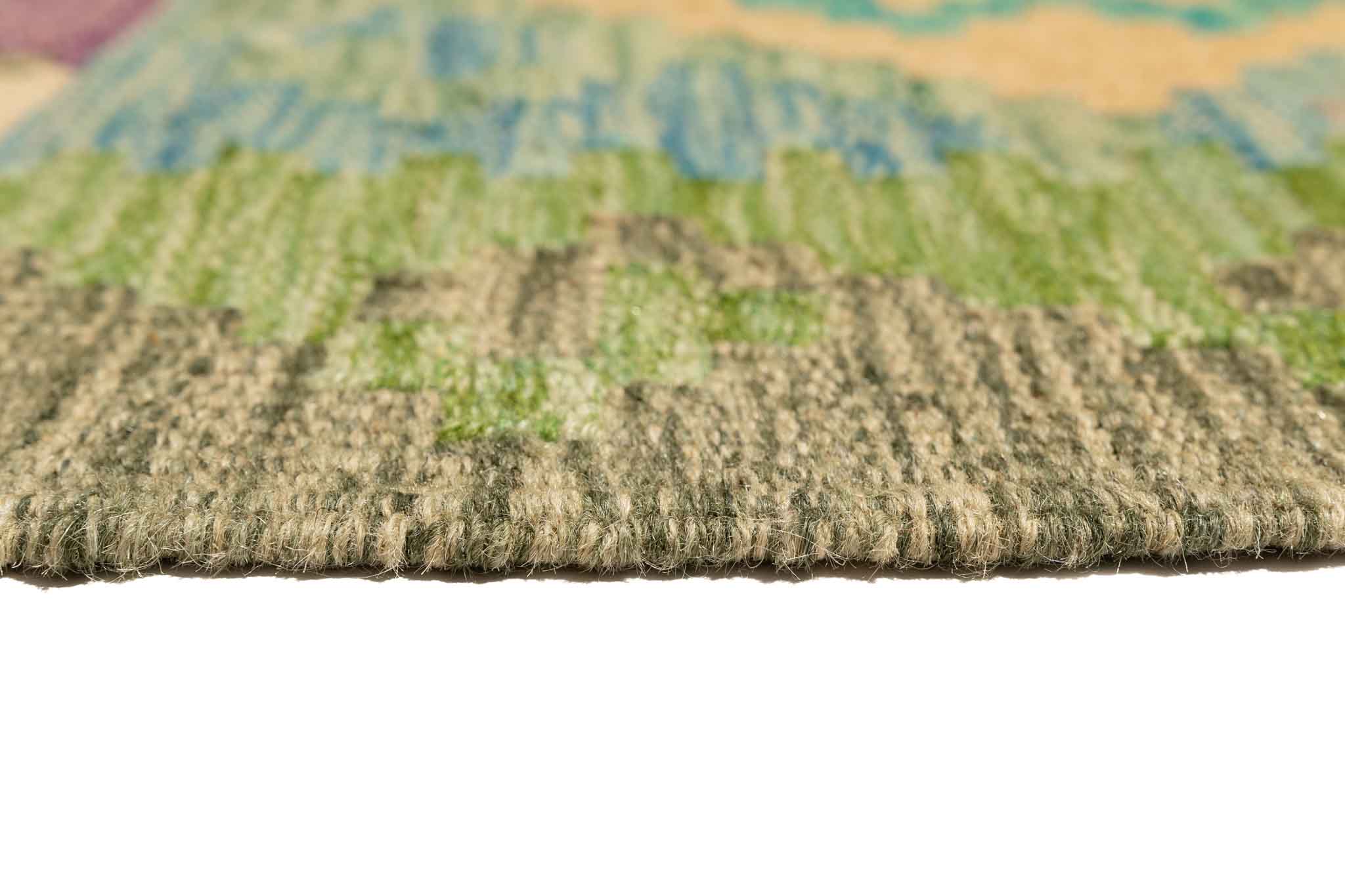 Handgewebter Kelim-Teppich aus Schurwolle, 83 × 288 cm