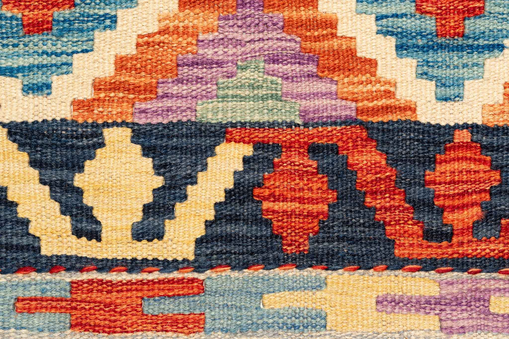 Handgewebter Kelim-Teppich aus Schurwolle, 86 × 297 cm