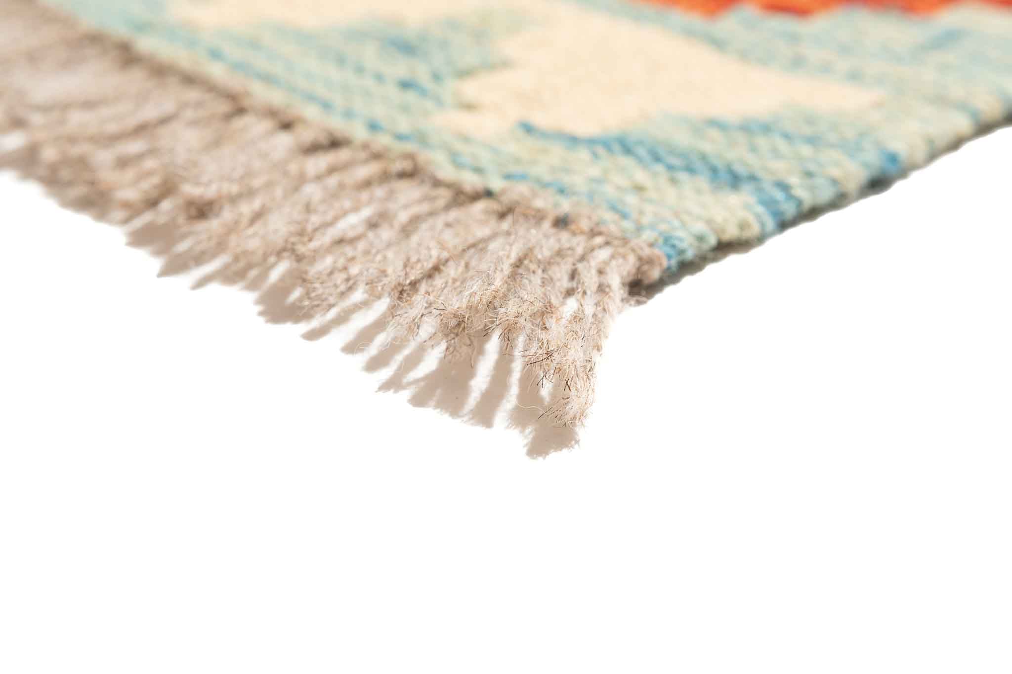 Handgewebter Kelim-Teppich aus Schurwolle, 81 × 289 cm