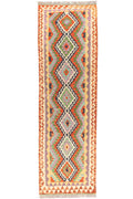 Handgewebter Kelim-Teppich aus Schurwolle, 90 × 296 cm