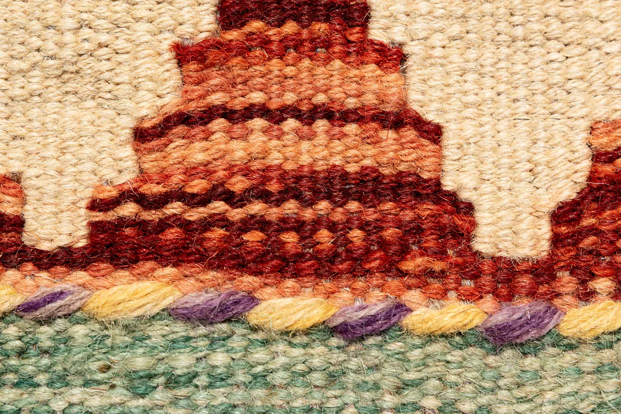 Handgewebter Kelim-Teppich aus Schurwolle, 90 × 296 cm
