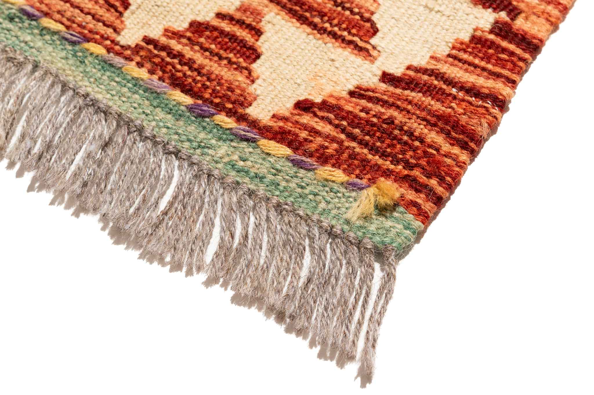 Handgewebter Kelim-Teppich aus Schurwolle, 90 × 296 cm