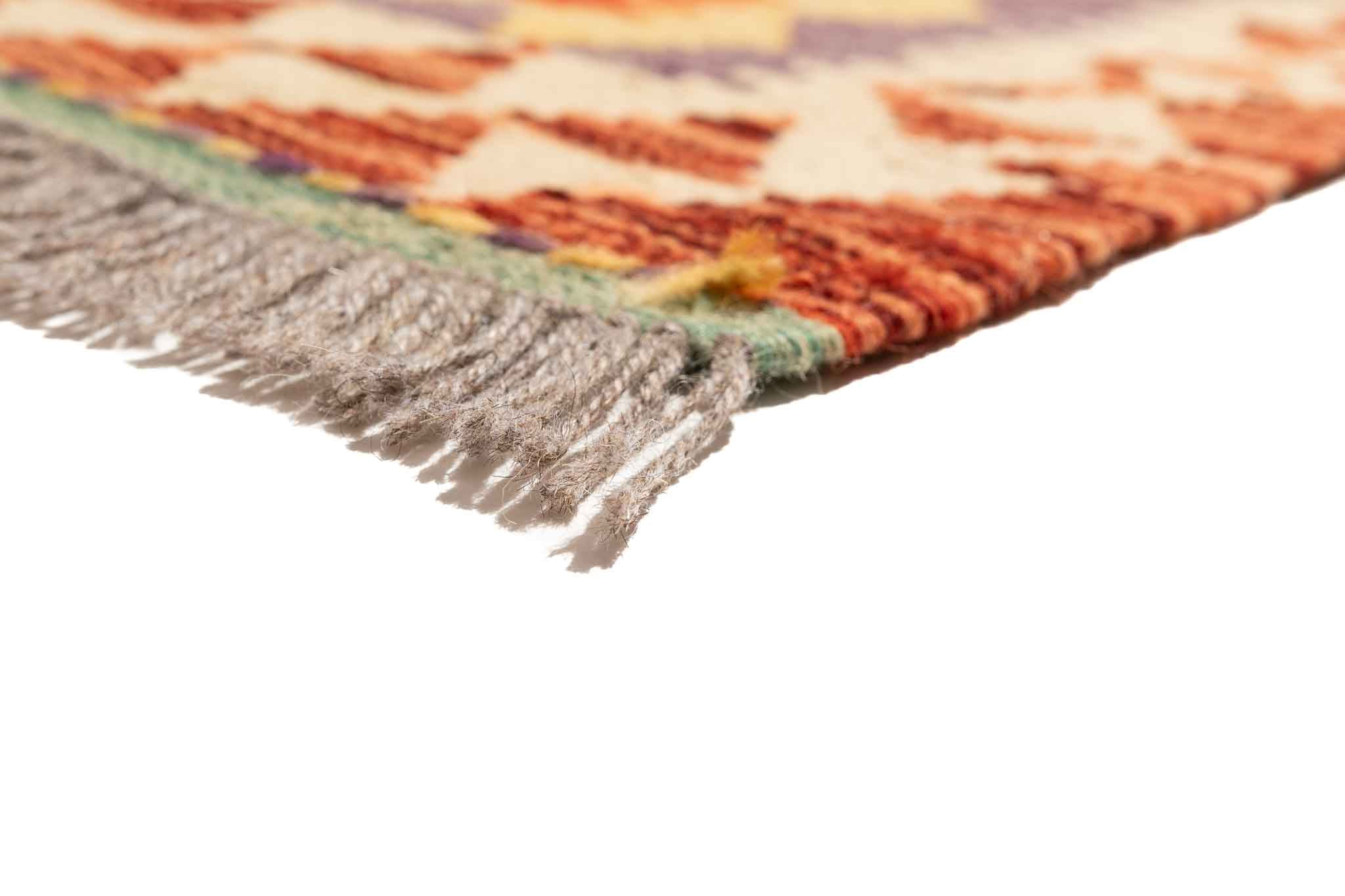 Handgewebter Kelim-Teppich aus Schurwolle, 90 × 296 cm