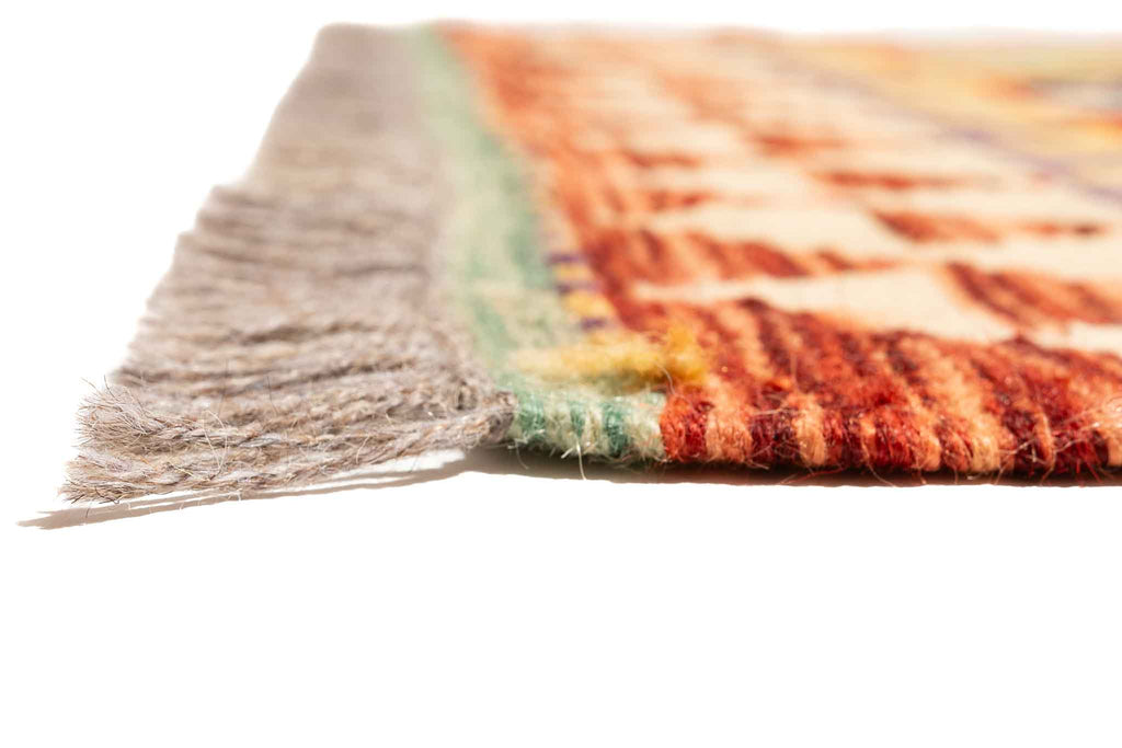 Handgewebter Kelim-Teppich aus Schurwolle, 90 × 296 cm