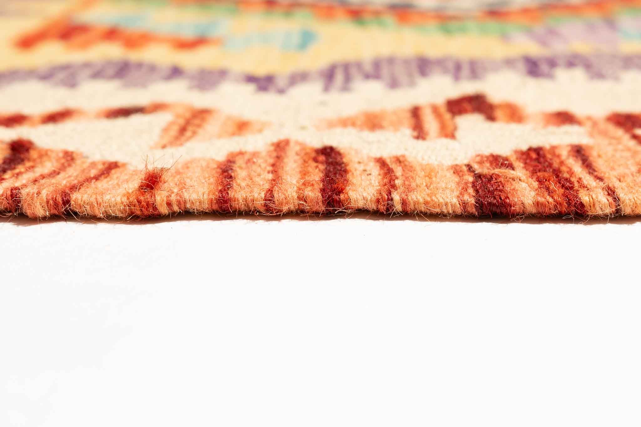 Handgewebter Kelim-Teppich aus Schurwolle, 90 × 296 cm
