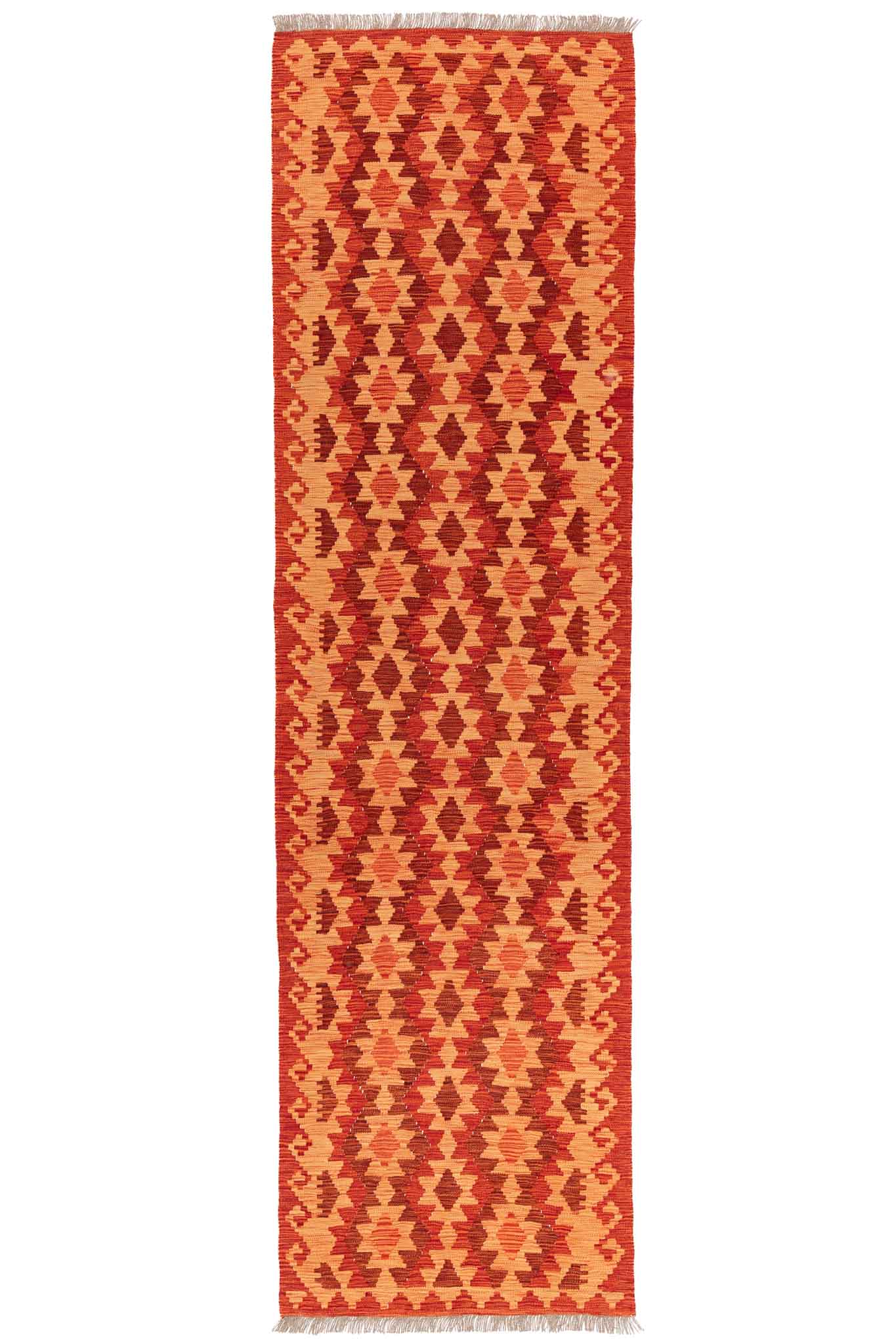 Handgewebter Kelim-Teppich aus Schurwolle, 80 × 291 cm