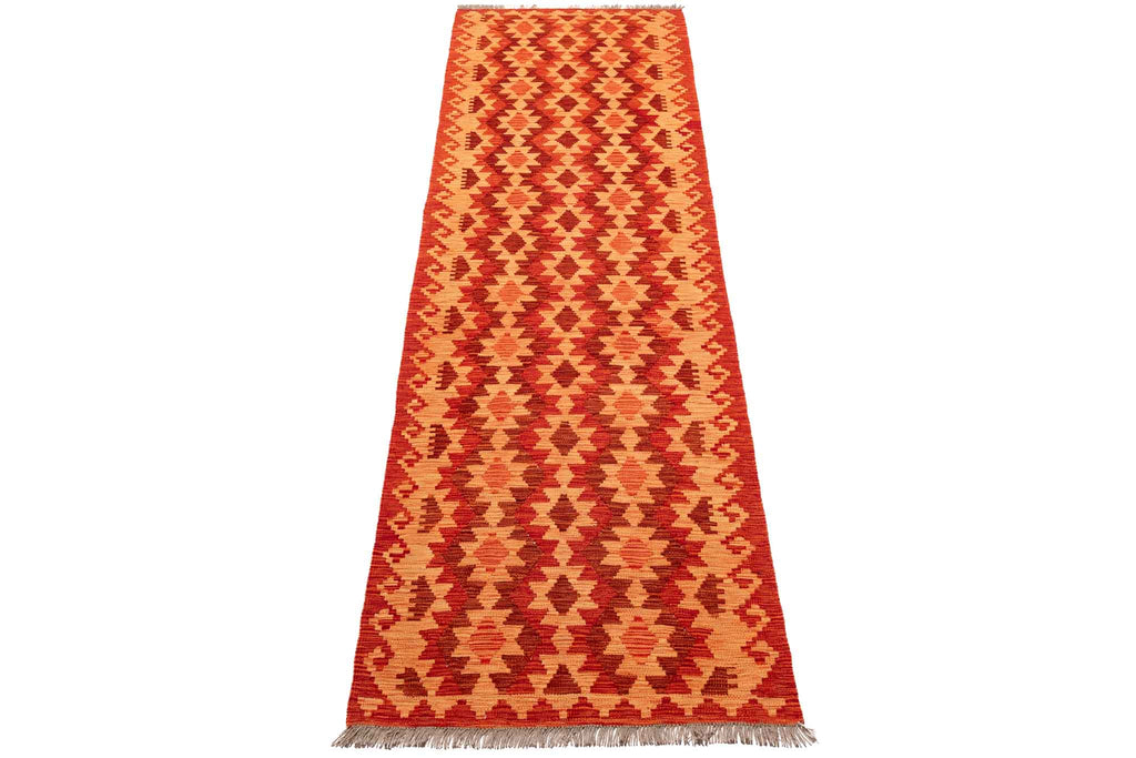 Handgewebter Kelim-Teppich aus Schurwolle, 80 × 291 cm