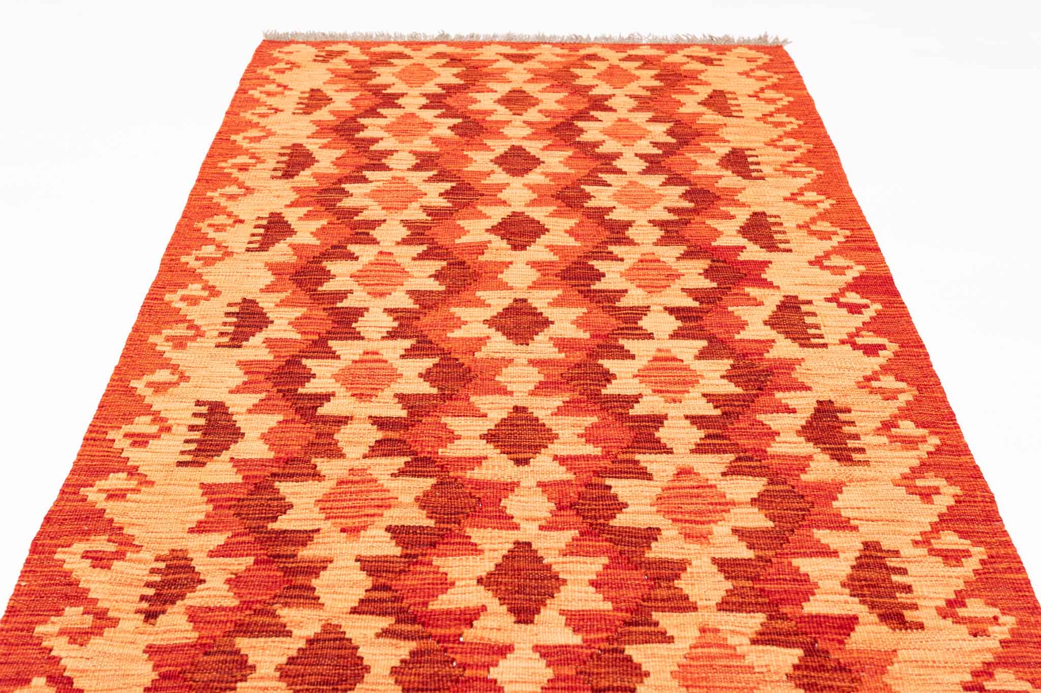 Handgewebter Kelim-Teppich aus Schurwolle, 80 × 291 cm