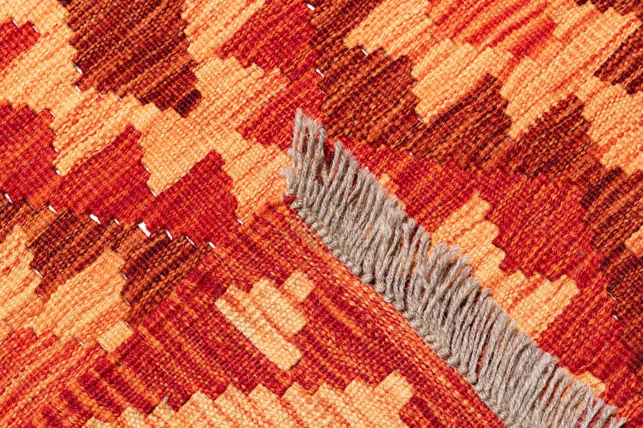 Handgewebter Kelim-Teppich aus Schurwolle, 80 × 291 cm