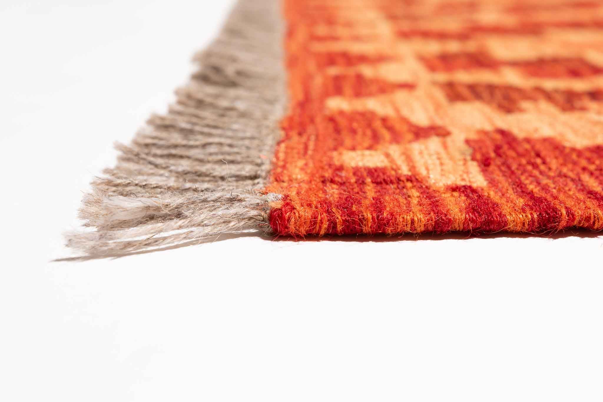 Handgewebter Kelim-Teppich aus Schurwolle, 80 × 291 cm