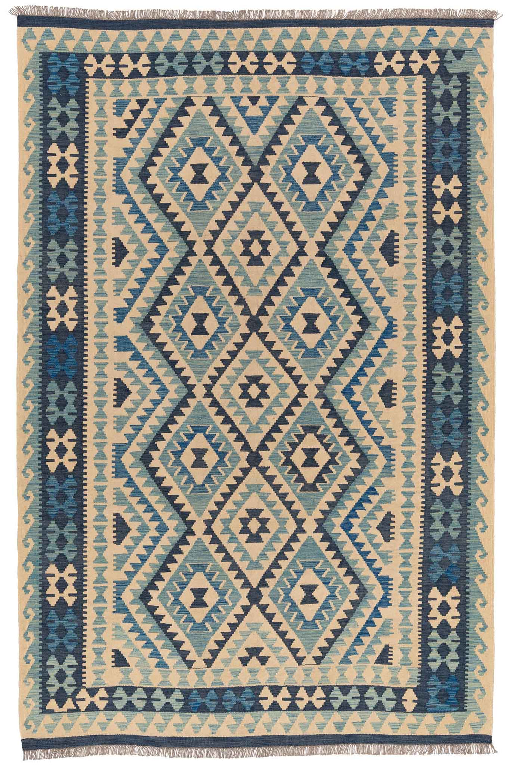 Handgewebter Kelim-Teppich aus Schurwolle, 190 × 293 cm