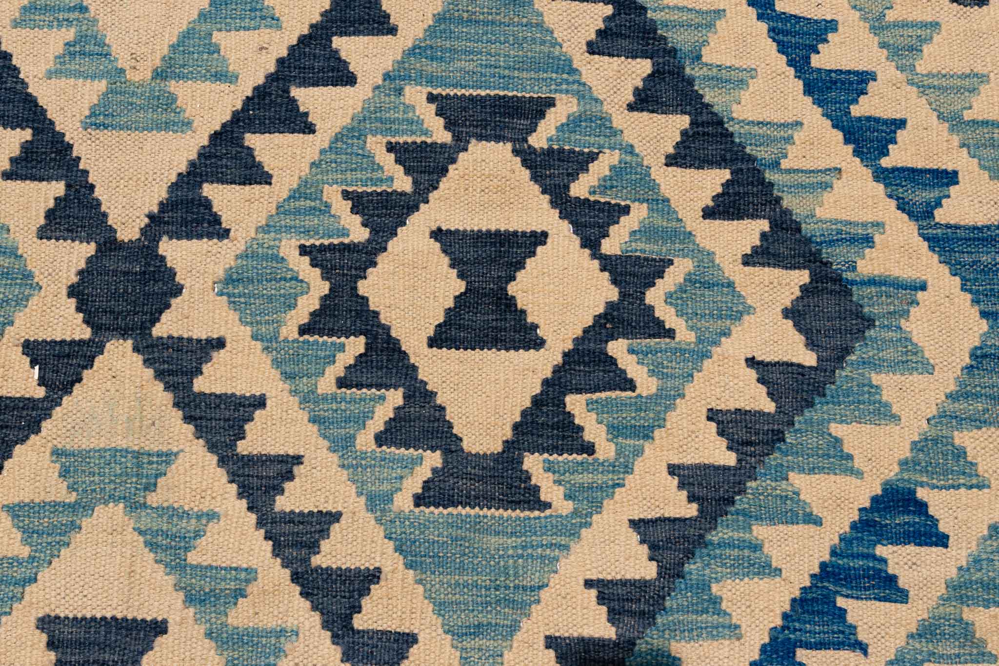 Handgewebter Kelim-Teppich aus Schurwolle, 190 × 293 cm